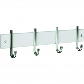 Beslagsboden cuádruple Perchero de Perfil de Cromo Pulido/Madera, Plata/Blanco, 300 mm