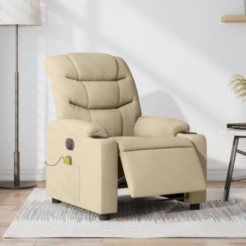 Sillón reclinable de masaje eléctrico en tela color crema Vidaxl 705068