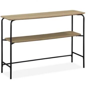 Consola de Madera y Metal Negro con 1 Estante, 110cm, Diseño Vintage, Natural, 35x110x75 cm