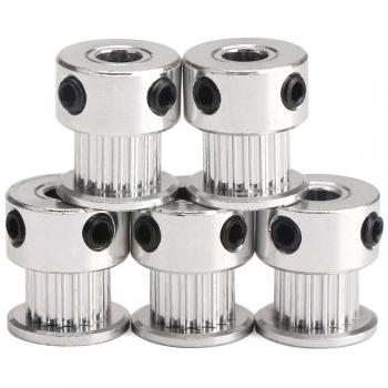 UEETEK 5 piezas aluminio símbolo 2GT GT2 poleas 20 dientes diámetro 5mm para impresora 3D Reprap Mendel Prusa