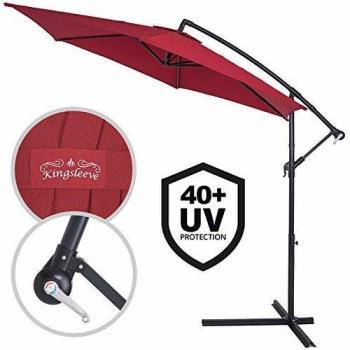 Sombrilla Cantilever Roja 3m Inclinable con Manivela y Protección UV 50+