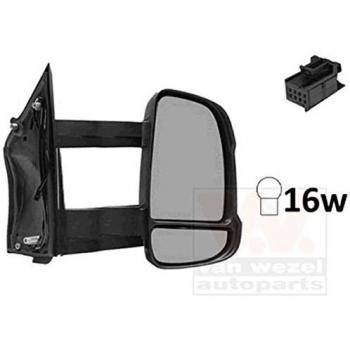 Espejo retrovisor VAN WEZEL 1651828 - Espejo lateral derecho, manual, con calefacción, sin luz de intermitente, color negro