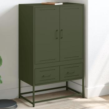 Aparador de acero laminado en frío verde oliva 68x39x111,5 cm
