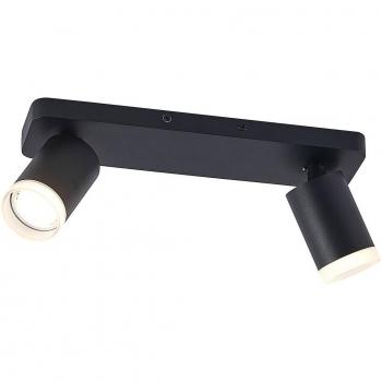 Foco de Techo Moderno Efilius en Negro de Aluminio, 2 Luces GU10