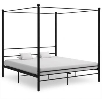 Estructura de cama con dosel de metal negro 180x200 cm