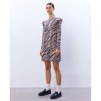Sfera Vestido Soft Volante - Vestido de mujer, tejido suave, diseño con volantes, manga corta, largo por encima de la rodilla, disponible en varios colores