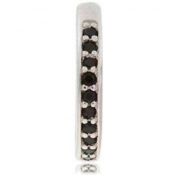 Ear cuff Jolie de Plata de Ley 925 con circonitas negras - Pendiente sin agujeros para mujer