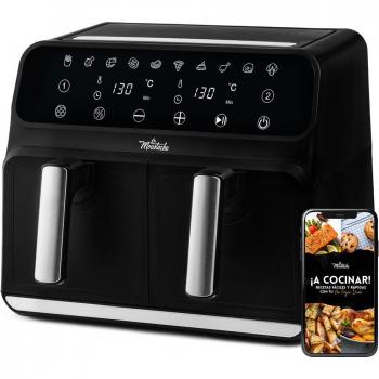 La Moustache - Freidora de Aire Caliente 8L sin Aceite, Airfryer Digital Antiadherente, Potencia 1700W, 2 Cestillos Independientes, Temporizador 60 Minutos