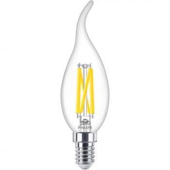 LED Candle Light Bulb, 3.4W (40W equivalent), E14 base, Very Warm White, DimTone technology, Multi-LED design, operates at 220-240V