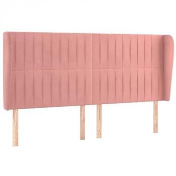Cabecero con orejas de terciopelo rosa 163x23x118/128 cm