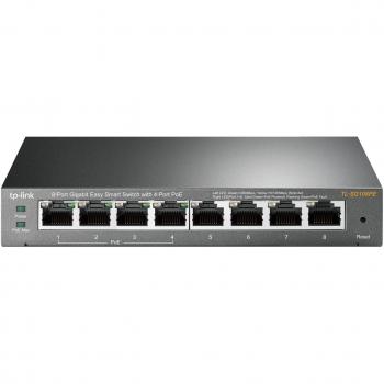 TP-Link 8-Port Gigabit PoE Switch with 4 PoE+ Ports, Metal Casing, Network Monitoring, VLAN, QoS, Auto Recovery - TL-SG108PE