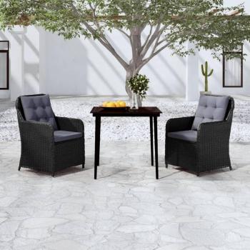 vidaXL 3-Piece Black Garden Dining Set
