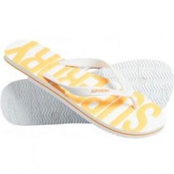 Chanclas Veganas Blancas Superdry para Hombre - Modelo MF310237A, Talla S, Diseño Plano Casual Beachwear 2024