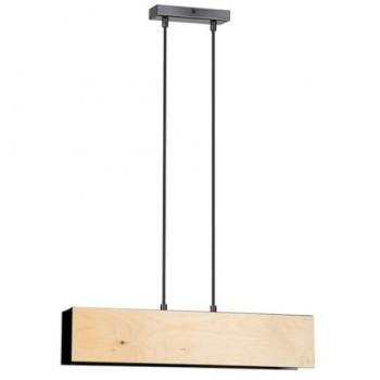 Lámpara de Suspensión Carlo, Acero Negro con Recubrimiento de Polvo y Contrachapado, 48x100x6 cm