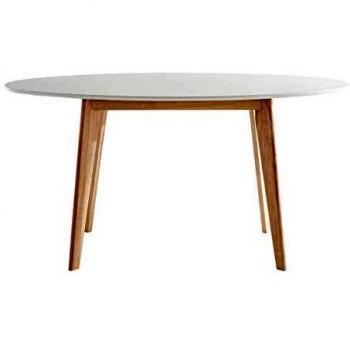 Mesa ovalada LEENA 150cm blanca y madera clara