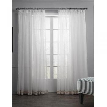 Elegante y generoso, flexible Feel, minimalista blanco sólido SHEER cortina con colgante, Tab top-2 *, Tab top-2 *? Buen material, no tallada color, larga duración