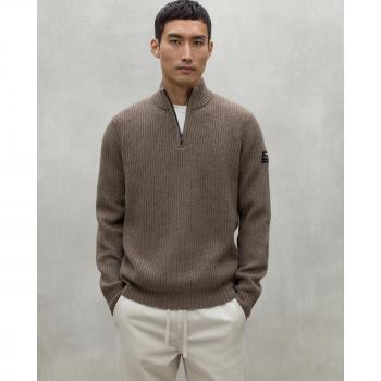 Ecoalf Sustainable Brown Chunky Knit Turtleneck Sweater for Men - XL