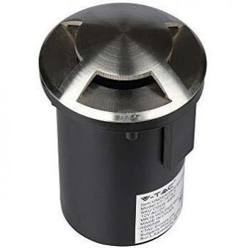 Portalámparas empotrable redondo MR16 (20 W máx.) negro y acero con 3 haces de luz IP65 V-TAC