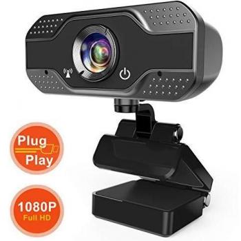 ANWIKE Webcam HD 1080P con micrófono, Webcam para computadora con transmisión automática con Enfoque automático para computadora portátil/computadora de Escritorio/Mac, para Video Llamada/Conferencia