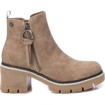 Botines Refresh 170442 para mujer en color beige con cierre de cremallera y tacón de 7 cm