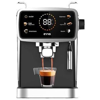 Cafetera Express Evvo Intensa 30, Panel Táctil a Color, 20 Bares de Presión, 1350W, Depósito de 1.5L, Doble Salida y Vaporizador Metalizado