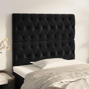 Cabecero de Terciopelo Negro 2 Piezas 90x7x78/88 cm