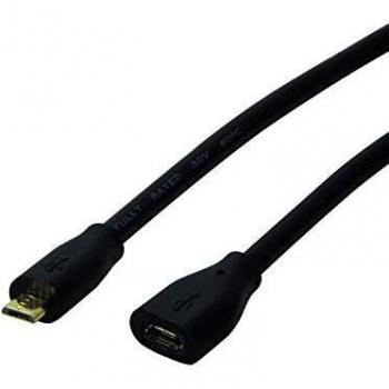 Cable USB 2.0 Micro B macho a hembra, 1,5 m, negro
