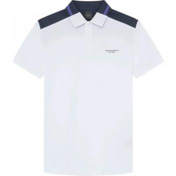 Polo de manga corta Hackett Colour Block blanco y azul marino - Talla L