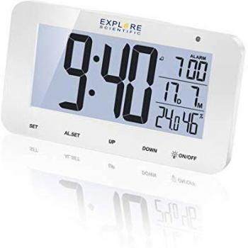Reloj Despertador Digital Explore Scientific RDC1004GYELC2 Blanco