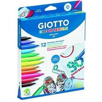 Giotto 494900 - Pack de 12 rotuladores decorativos para tejidos, Permanente