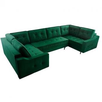 Sofá rinconero Kingsport 114 con función de descanso y caja de ropa de cama, 365x185x105cm