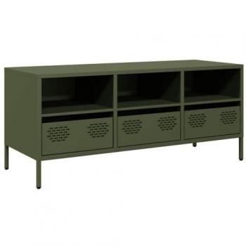 Mueble TV acero laminado en frío verde oliva 101,5x39x43,5 cm