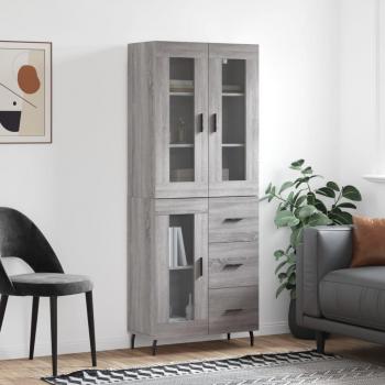 Aparador alto de madera contrachapada gris sonoma 69,5x34x180 cm