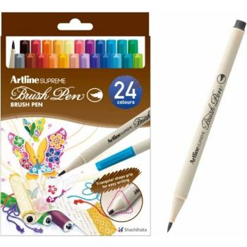 Rotulador Artline Supreme Brush EPFS, pintura base de agua, punta tipo pincel, trazo fino, bolsa de 24 unidades