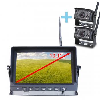 Kit de visión trasera inalámbrico Yatek con pantalla AHD de 10,1 y 2 cámaras 1080P con ángulo de visión de 120º(H) y distancia de recepción de 150m