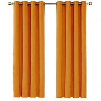 Deconovo Cortinas Opacas Térmicas Aislantes para Ventanas de Habiatción con Ollaos 2 Piezas 117x183cm Naranja