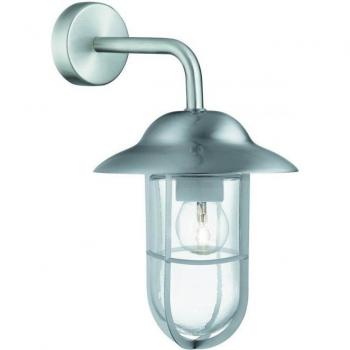 Aplique Génova Acero Inox 1 bombilla 31cm IP44 vidrio E27
