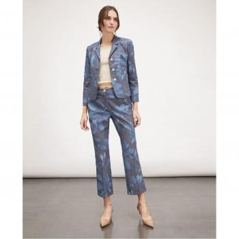Pantalones acampanados en denim estampado para mujer