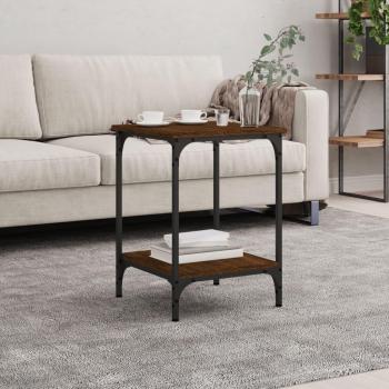 Mesa de centro de madera multicapa de roble marrón 40x40x55 cm