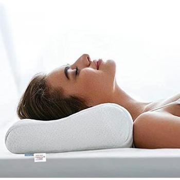 Wavve Almohada Cervical 60 x 35 cm, Almohada Viscoelástica Ergonómica de Memoria Forma con Cubierta de Fibra de Bambú para Reducir Dolores de Cuello