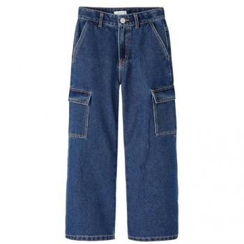 Name It Rose Wide Fit Cargo Jeans for Girls 6190-BS Dark Blue Denim