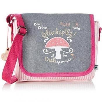 Adelheid Glückspilz m. Spruch Kindergartentasche - Bolso de las muchachas de tela niña, color gris, talla 16x20x7 cm