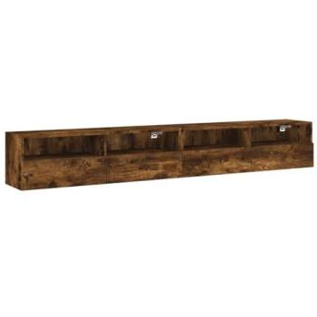 Mueble de TV de pared multimedia 2 piezas roble ahumado 100 x 30 x 30 cm