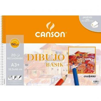 Canson Guarro Dibujo Basik Álbum Espiral Microperforado, Blanco, 32,5x46