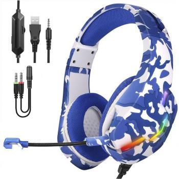 DAM Auriculares Gaming J10 Ultra-Flexible Premium con luces FULL RGB, micro incorporado, conexión minijack para PC, portátil, PS4, Xbox One, móvil y tablet. Medidas: 19x8x18 cm