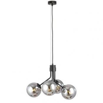 Lámpara de Suspensión Nova EPIKASA, Acero con recubrimiento en polvo y Vidrio, Color Negro y Gris, Dimensiones 46x100x46 cm