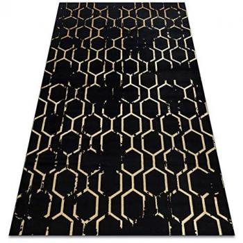 Alfombra Moderna Gloss Elegante Art Decó Negro/Oro 240x330 cm