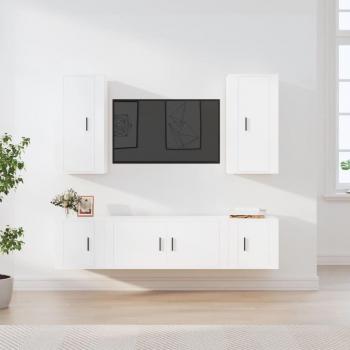 vidaXL Set de muebles de TV 5 piezas madera contrachapada blanco