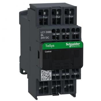 Contactor TeSys D LC1D383BL, 3 polos, 1NA/1NC, 38A, bobina 24V DC, AC-3 440V, dimensiones 85mm x 45mm x