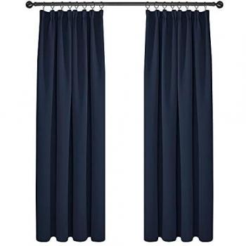 Deconovo Cortinas Dormitorio Aislantes Termicas Salon Modernas Opacas Gruesa Decoración Hogar con Bolsillos 140 x 200 cm Azul Marino